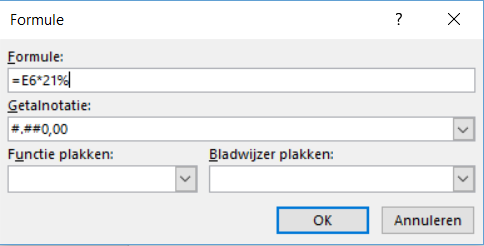 Rekenen in Word BTW percentage 01