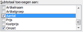 Subtotal columns